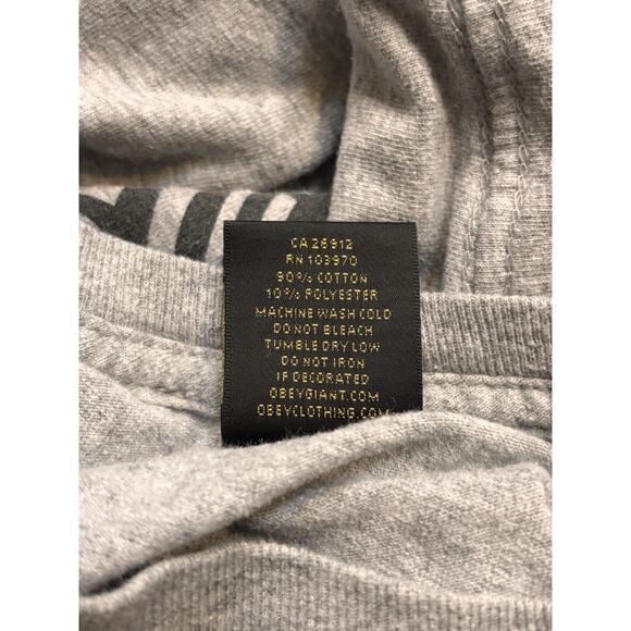 Obey Heather Gray Propaganda Logo Short Sleeve Graphic Print Men’s Size Medium - Picture 4 of 5